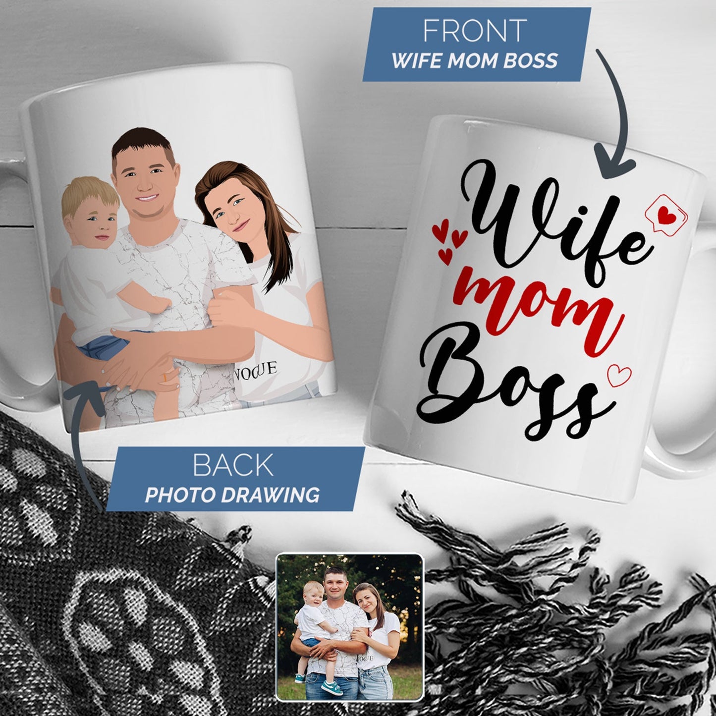 Personalized Wife Mom Boss Coffee Mug