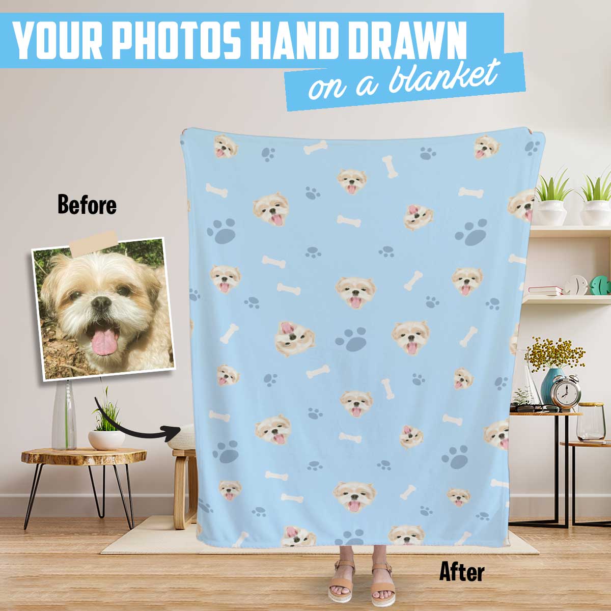 Custom Dog Face Blanket